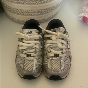 New Balance Kids' White and Gray Sneakers